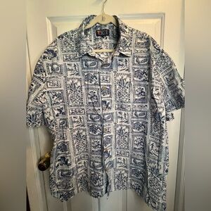 Newport Blue and White Casual Button Down Shirt